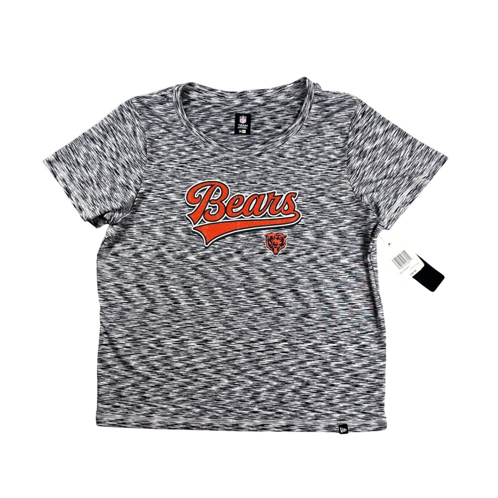New Era NFL Chicago Bears Womens Space Dye T-Shirt Black White Orange Large